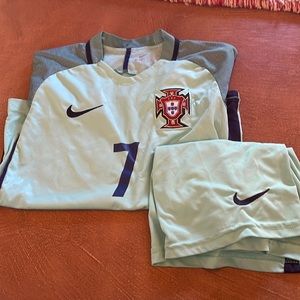 European Cup Ronaldo Away Portugal Kids Jersey & Shorts